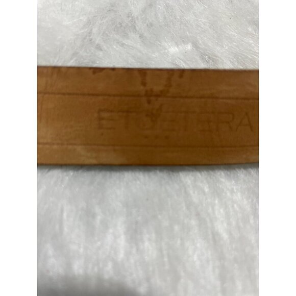 Gold-Toned Et Cetera Genuine Leather & Haircalf Belt With Rectangular Buckle - Picture 5 of 7